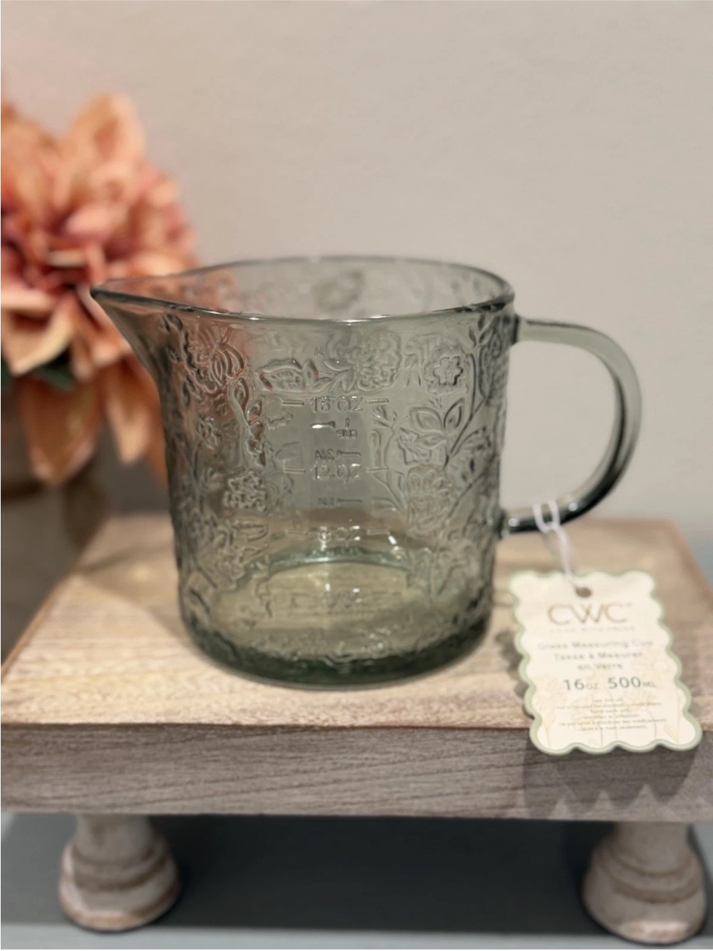 CWC Cook With Color Green Floral Glass Measuring Cup 16oz ~ 2 Cups
NEW